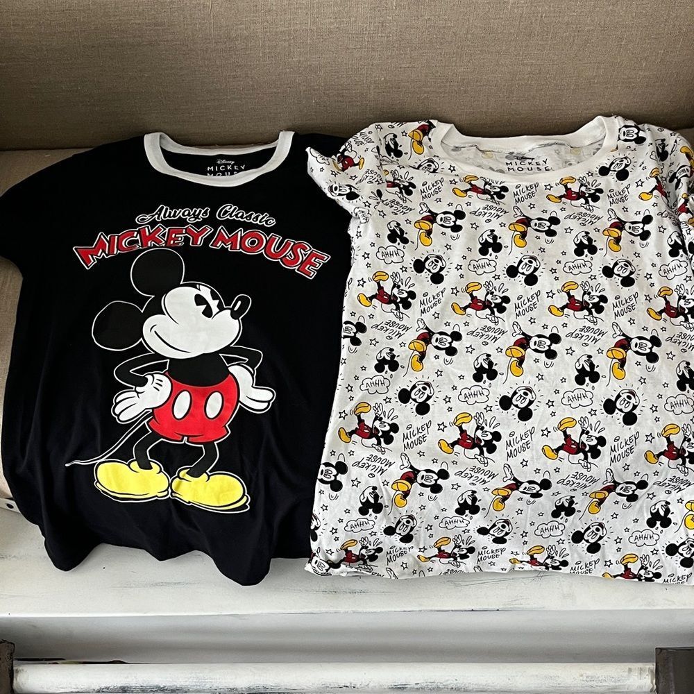 Disney Mickey Mouse Cotton Tee - Black, White, Yellow Set of 2 NWT SZ M*